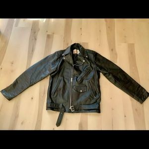 Mens Vintage leather motorcycle jacket slim fit 44 extra tall